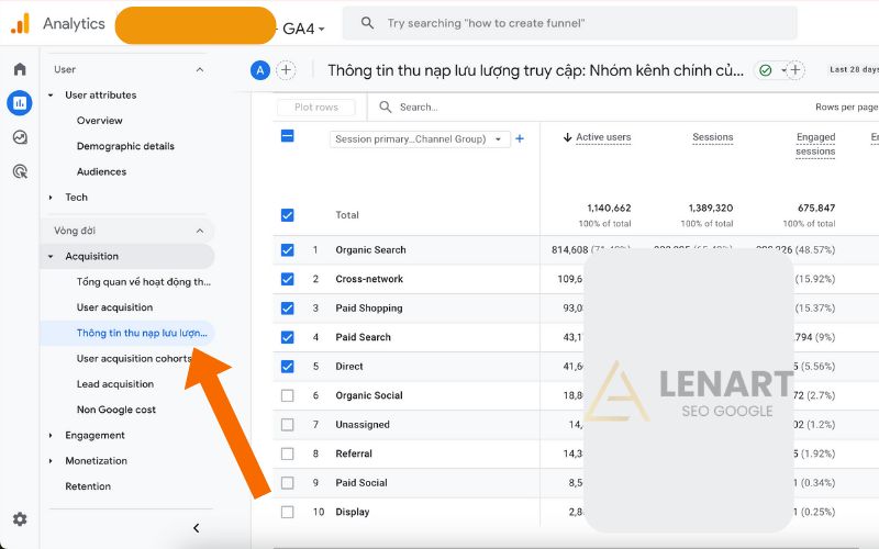 Báo cáo Thu nạp lưu lượng truy cập (Traffic Acquisition)