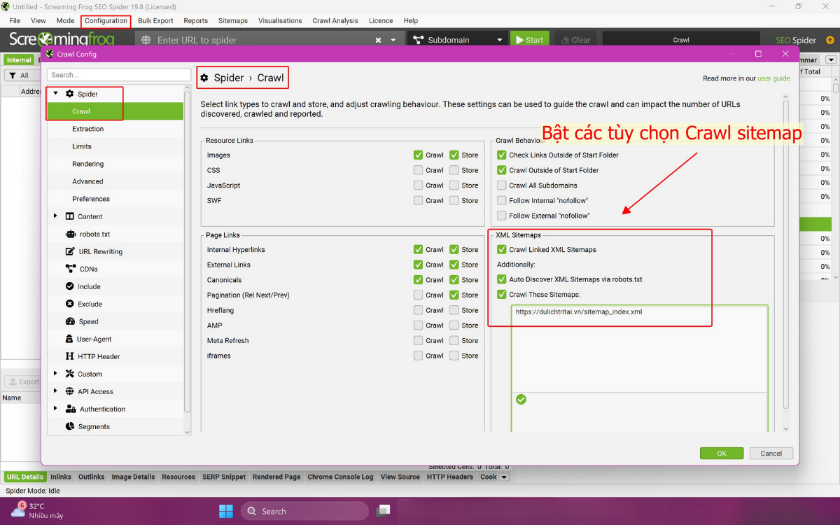 Crawl Orphan pages trong XML Sitemap