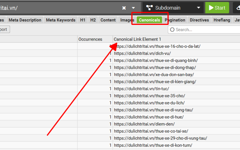 kiếm tra ở tab canonical