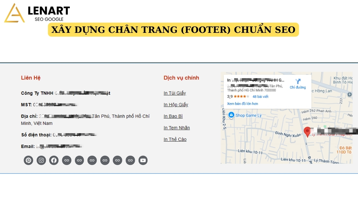 xây dựng footer Google Sites chuẩn SEO