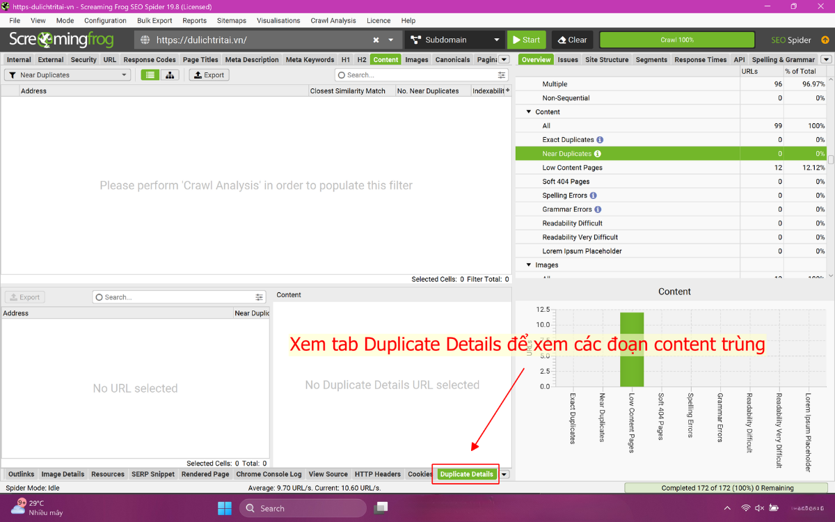 Xem Duplicate Details cho từng URL