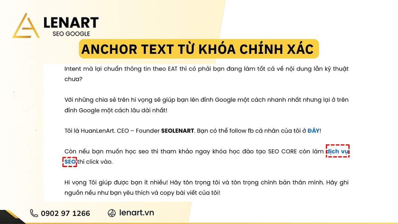anchor text từ khoá chính xác