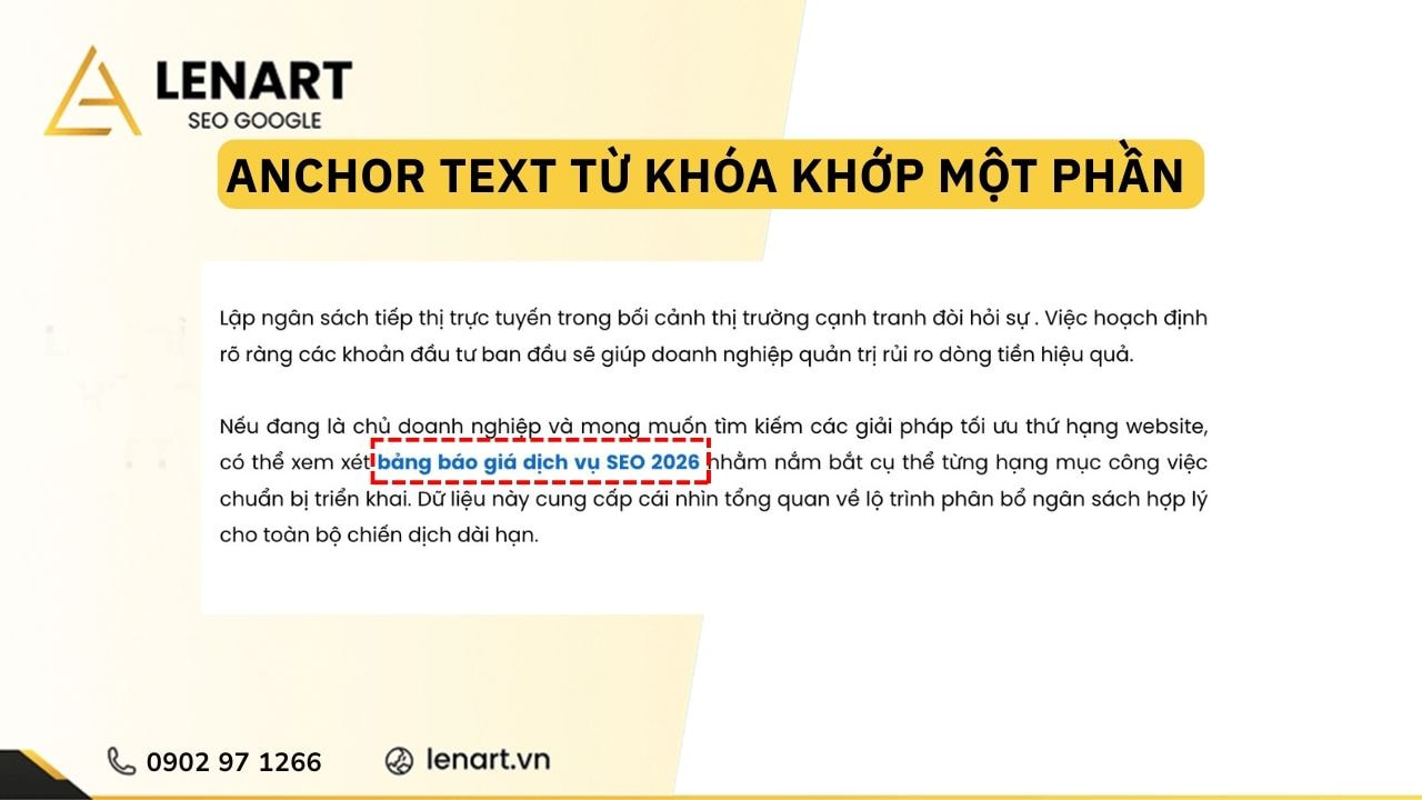anchor text khớp một phần
