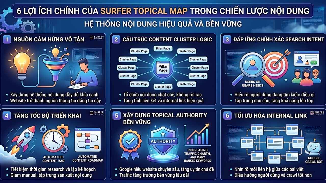 Lợi ích xây dựng Surfer Topical Map ý tưởng nội dung