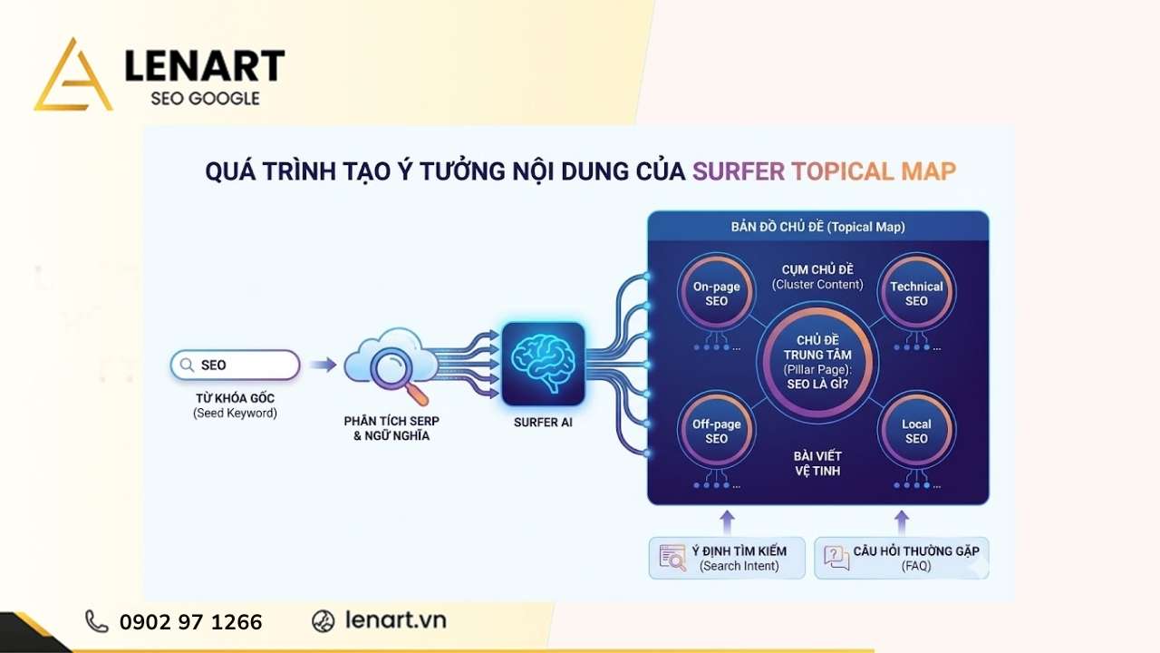 Quá trình tạo ý tưởng nội dung của Surfer Topical Map