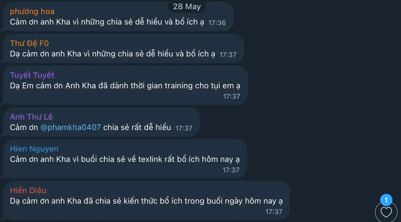 Lời cảm ơn từ đội ngũ thực tập sinh và PIC SEO LENART